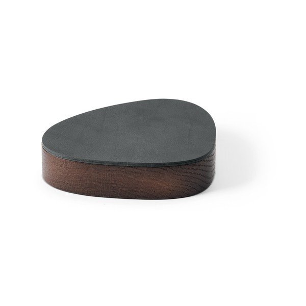 Antratsiitne puidust/öko-nahast dekoratiivne hoiukarp koos kaanega 14x12,5x3,5 cm Curve Nupo - LIND DNA