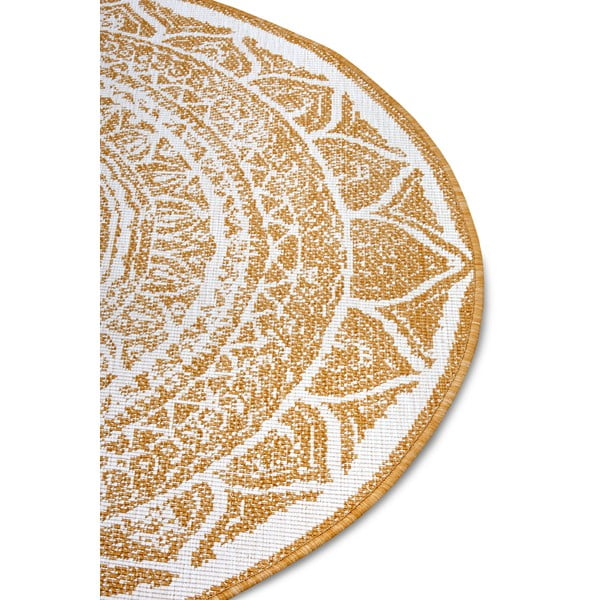 Ookerkollane-valge ümmargune õuevaip ø 140 cm Siruma - NORTHRUGS-image-4