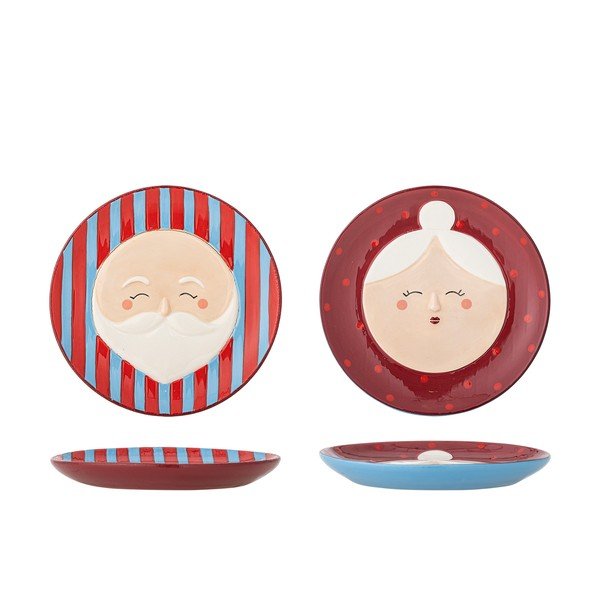 Punased jõulumotiiviga kivikeraamilised desserttaldrikud, 2 tk, ø 16 cm Granny – Bloomingville-image-3
