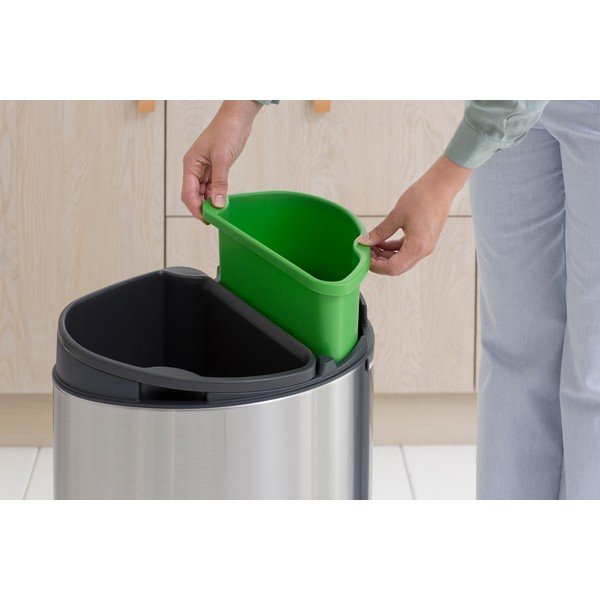 Matt hõbedane puutetundlik terasest prügikast jäätmete sorteerimise jaoks 33 l Touch Bin Recycle - Brabantia-image-4