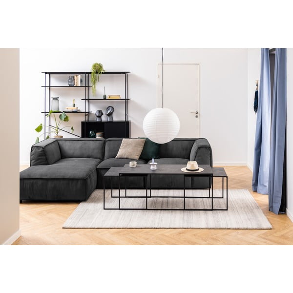 Mattmustad marmorimitatsiooniga diivanilauad 3tk komplektis 60x120 cm Infinity - Actona-image-1