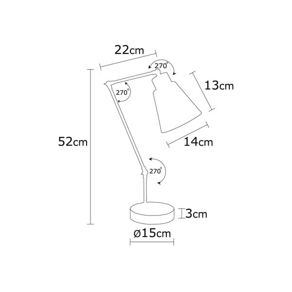 Must-kollane metallist varjuga lamp (kõrgus 52 cm) Manavgat - Opviq lights-image-3