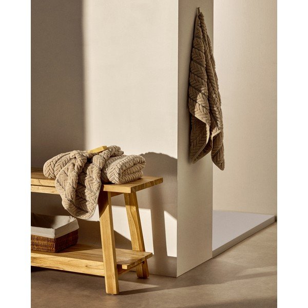 Beež puuvillane froteerätik 50x90 cm Rune - Kave Home-image-4