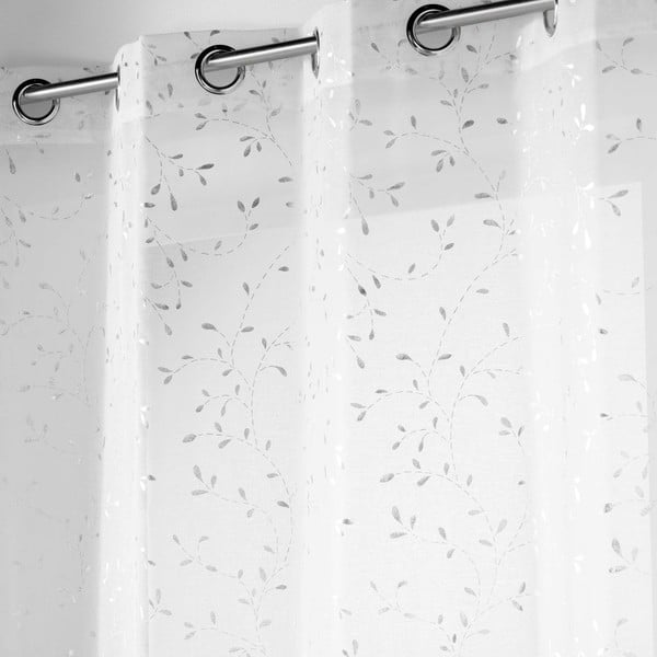 Valge-hõbedane kardin 140x240 cm Floressia - douceur d'intérieur-image-1