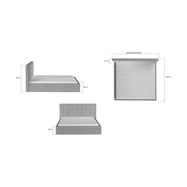 Pruun polsterdatud kaheinimesevoodi koos panipaiga ja voodipõhjaga 160x200 cm Audrey - ELTAP-image-4