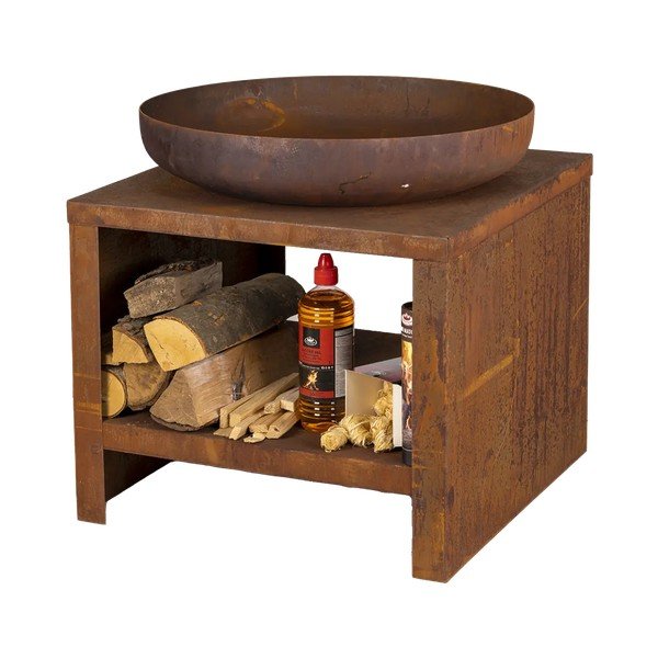 Roostetunud dekooriga puidutaldrikuga kamin - Esschert Design-image-1