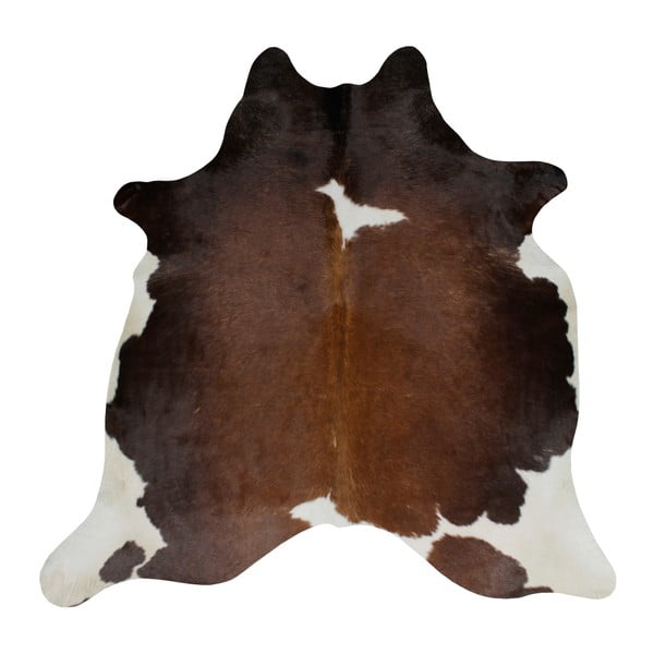 Černo-hnědý koberec z hovězí kůže, 196 x 160 cm