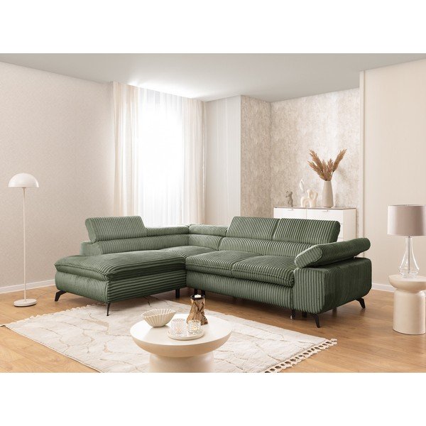 Roheline velvetist nurgadiivan (vasak nurk/L-kujuline) Marbeya - Ropez-image-1