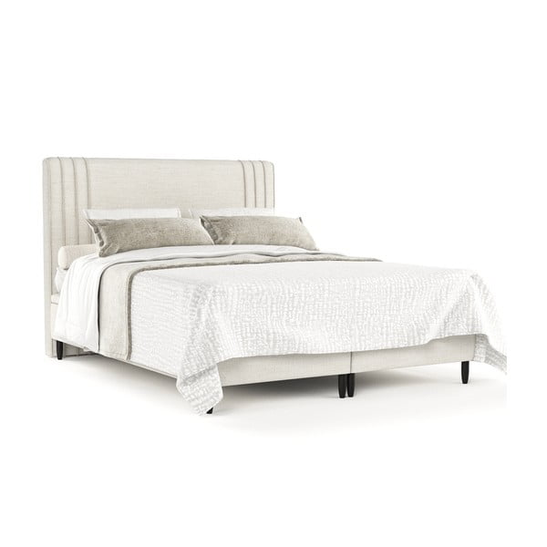 Beež polsterdatud kaheinimese voodi koos panipaigaga 140x200 cm Musca - Maison de Rêve-image-2