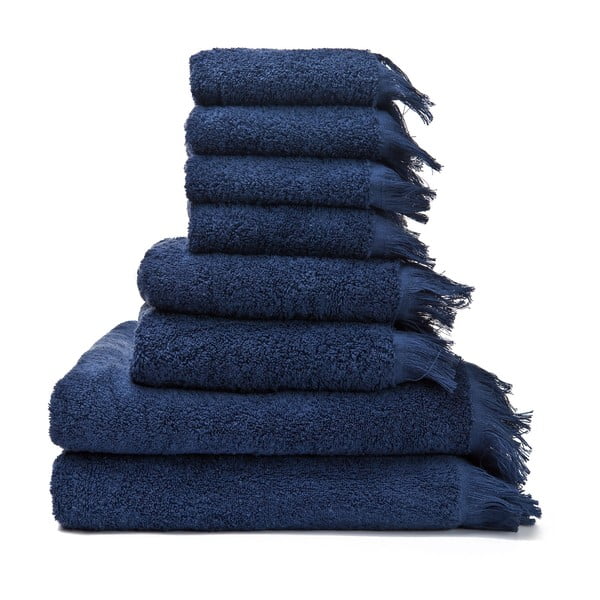 Set 6 modrých bavlněných ručníků a 2 osušek Casa Di Bassi Bath