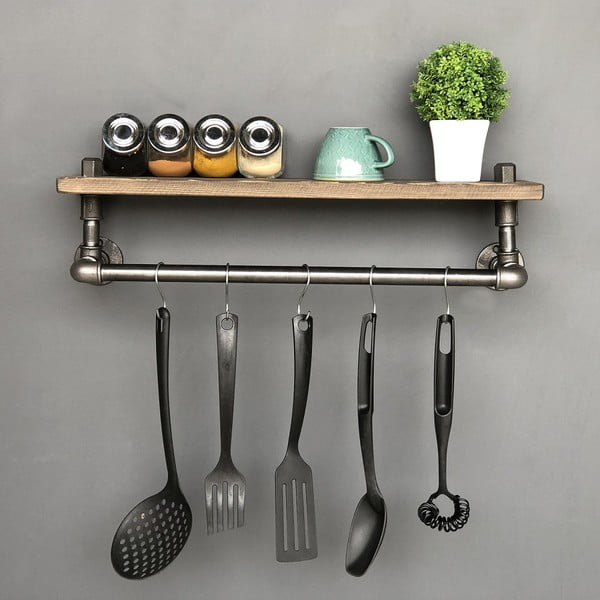 Puidust riiul konksudega Raffan Pipe BoruRaf - Evila Originals-image-4