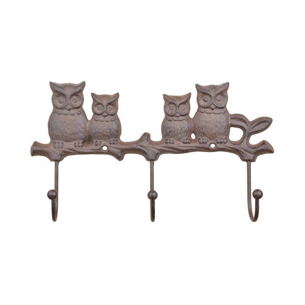 Litinový věšák se 3 háčky Esschert Design Owls
