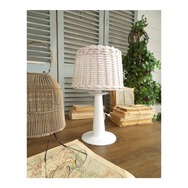 Bílá stolní lampa s ratanovým stínidlem Orchidea Milano Summer