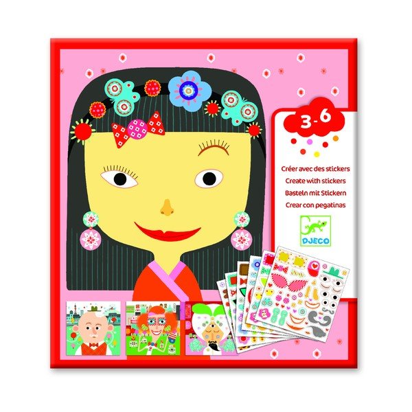 Pildikomplekt kleebistega Faces - Djeco-image-2