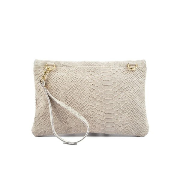 Béžové kožené psaníčko s třásněmi Roberta M Beige-image-2