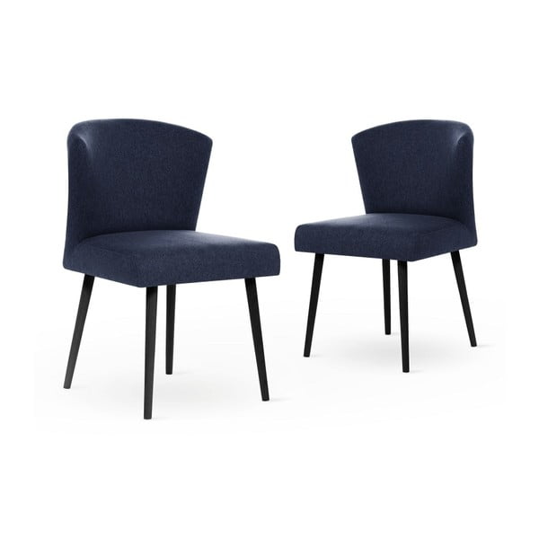 Sada 2 tmavě modrých židlí s černými nohami My Pop Design Richter