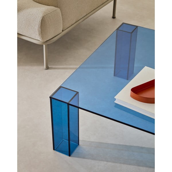 Sinine klaasist diivanilaud 85x85 cm Adularia - Kave Home-image-2