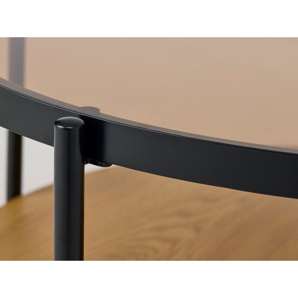 Ümmargune kohvilaud naturaalses värvitoonis klaasist pealispinnaga, ø 84 cm Hassel - Unique Furniture-image-3