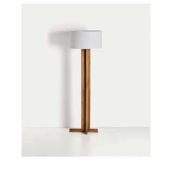Valge/pruun põrandalamp tekstiilist varjuga (kõrgus 150,5 cm) Niani - Kave Home-image-4