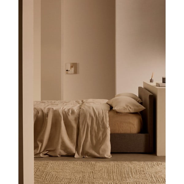 Hall polsterdatud kaheinimesevoodi koos panipaiga ja voodipõhjaga 90x200 cm Nahiri - Kave Home-image-2