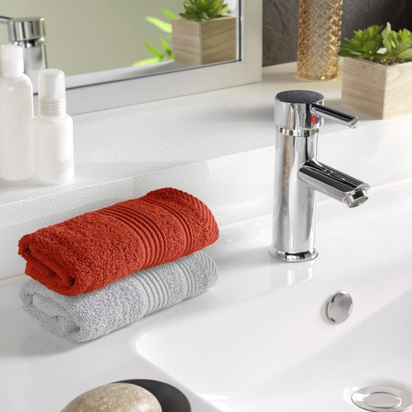 Frotee puuvillane rätik telliskivi värvi 30x50 cm Tendresse - douceur d'intérieur-image-1