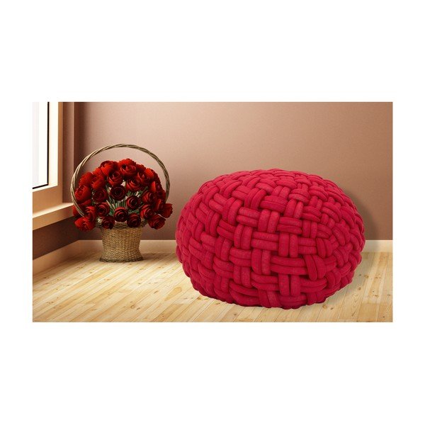 Vínově červený puf Mauro Ferretti Rope, ø 50 cm-image-1