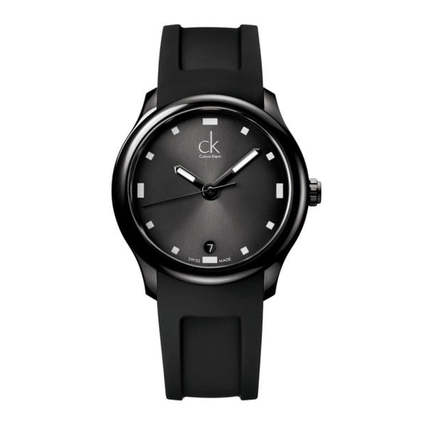 Pánské černé hodinky s gumovým páskem Calvin Klein