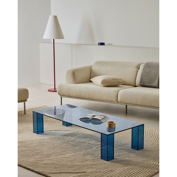 Sinine klaasist diivanilaud 60x140 cm Adularia - Kave Home-image-2