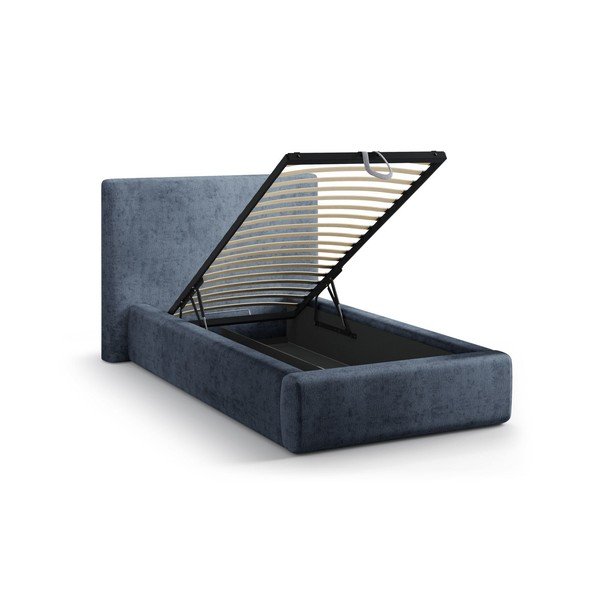 Tumesinine polsterdatud üheinimesevoodi koos panipaiga ja voodipõhjaga 90x200 cm Amy - Micadoni-image-1