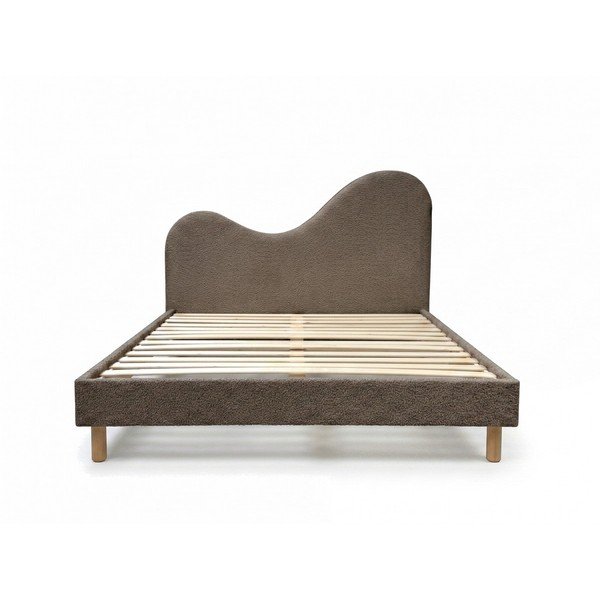 Pruun polsterdatud kaheinimesevoodi liistudest raamiga 160x200 cm Celina - Bobochic Paris
