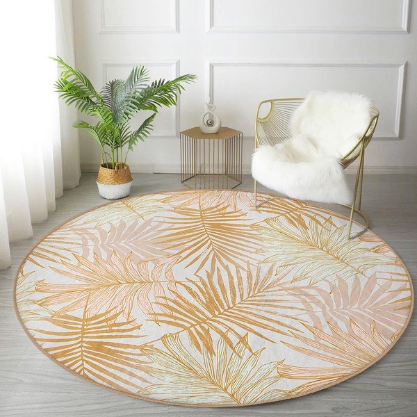 Kollane pestav ümmargune vaip, sobitub robottolmuimejaga ø 80 cm Comfort - Mila Home-image-1