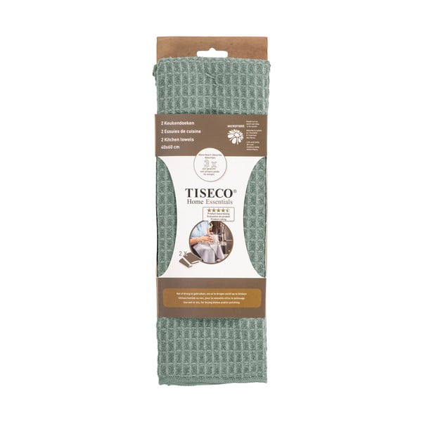 Komplekt 2 rohelist mikrofiiberist köögirätikut, 60 x 40 cm - Tiseco Home Studio-image-2