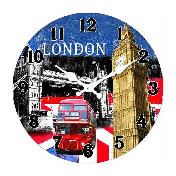 Skleněné hodiny V Londýně, 34 cm
