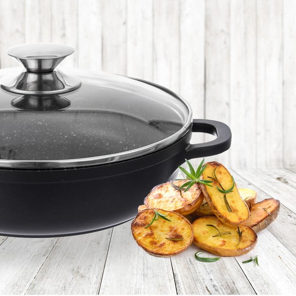 Pfluon Granit kleepumisvastane pott klaasist kaanega , ⌀ 28 cm Grande - Orion-image-1