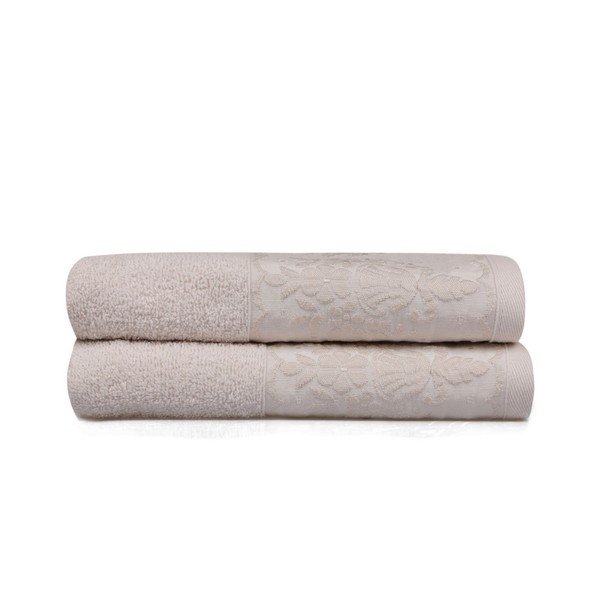 Sada dvou béžových ručníků Victorian, 90 x 50 cm-image-1