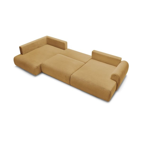 Sinepivärvi velvetist nurgadiivanvoodi (parem nurk/U-kujuline) Lucien - Bobochic Paris-image-4