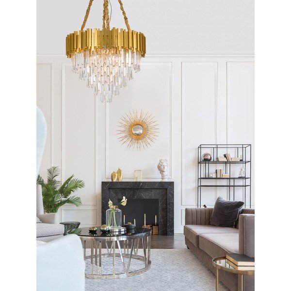 Kuldse värvi metallist ripplamp kristallvarjuga, läbimõõduga 73 cm Grane - Nova Luce-image-2