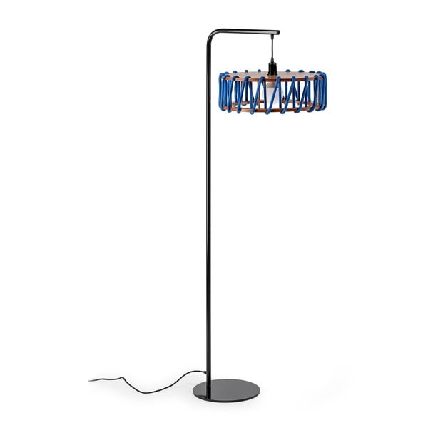 Musta konstruktsiooniga ja suure sinise varjuga põrandalamp Macaron - EMKO-image-2