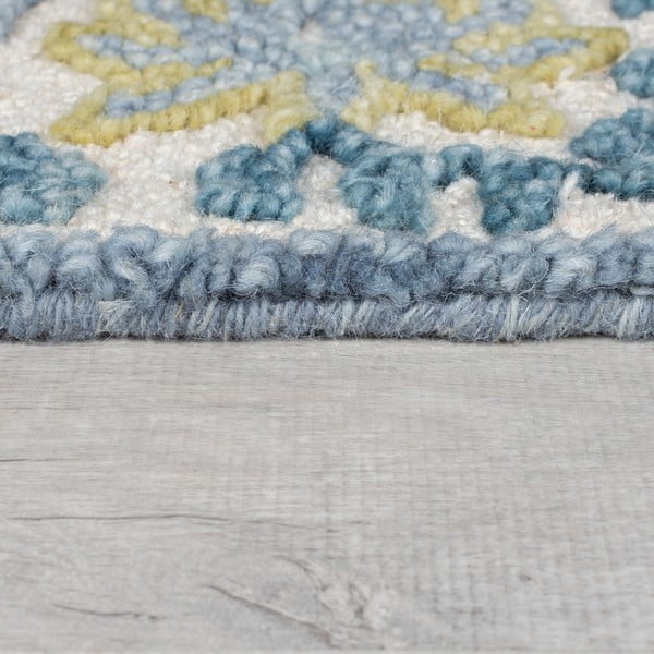 Sinine/elevandiluu värvi käsitsi kootud villaseguga vaip 120x170 cm Myla Floral Frame - Flair Rugs-image-4