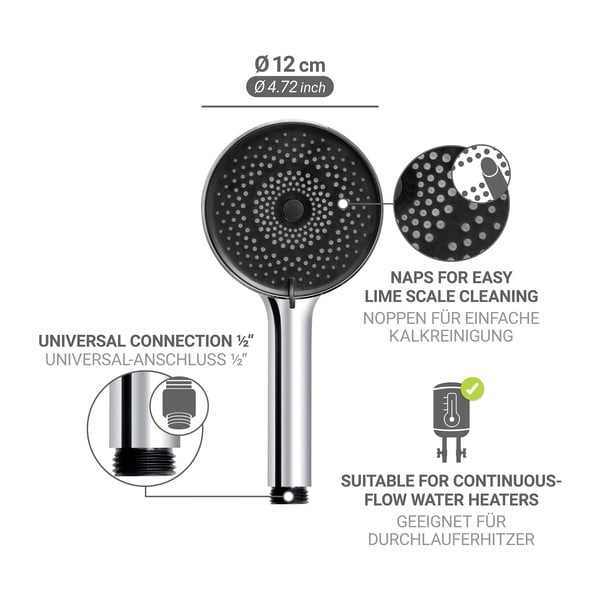 Hõbedane plastikust dušipea, läbimõõduga 12 cm Softwater - Wenko-image-4