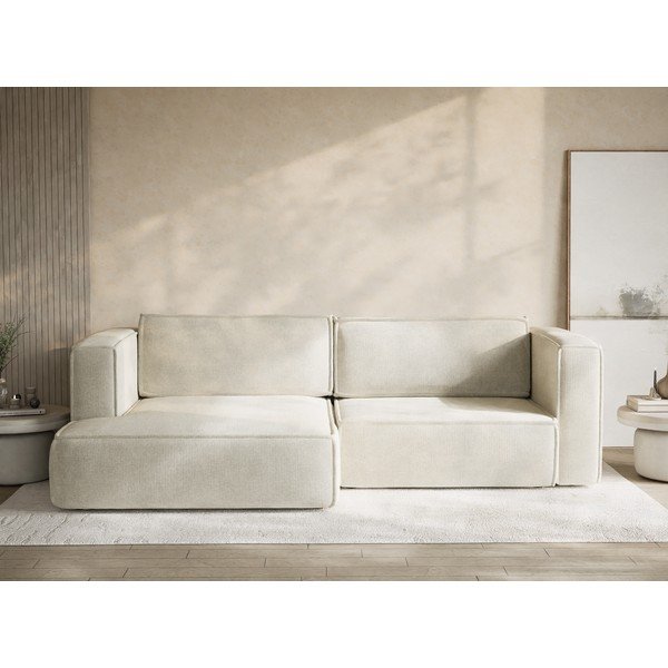 Kreemjas šenilldiivanvoodi/panipaigaga nurgadiivan (vasak nurk/diivanvoodiga) Velto - Maison de Rêve-image-1