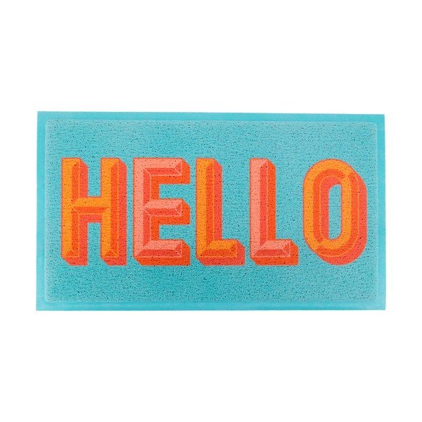 Matt taaskasutatud plastist 40x70 cm Blue Hello - Artsy Doormats