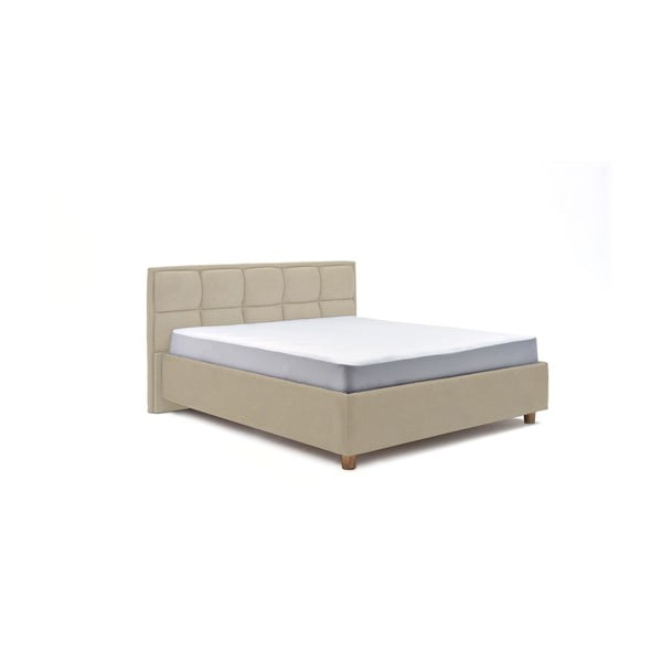 Béžová dvoulůžková postel s roštem a úložným prostorem ProSpánek Karme, 180 x 200 cm