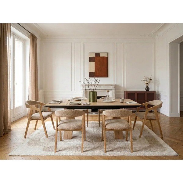 Pikendatav söögilaud lisalehega ja tammepuust dekooriga pealispinnaga 100x160 cm Martha - Bobochic Paris-image-1