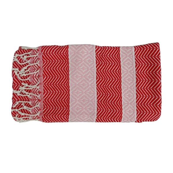 Červená ručně tkaná osuška z prémiové bavlny Homemania Basak Hammam, 100 x 180 cm