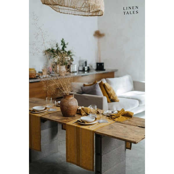 Linane linik 200x200 cm Amber Bronze Stripes - Linen Tales-image-2