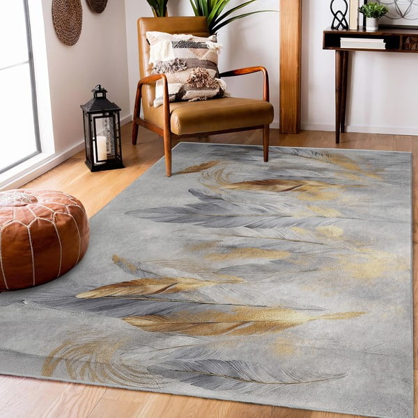 Hall-kuldne pestav vaip 120x180 cm Golden Feathers - Mila Home-image-1