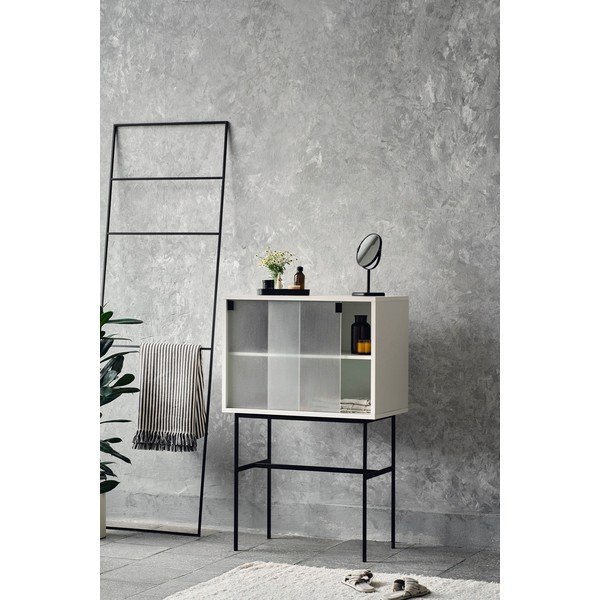 Hall-beež lükandustega vitriinkapp 70x109x40 cm Lekko - noo.ma-image-1