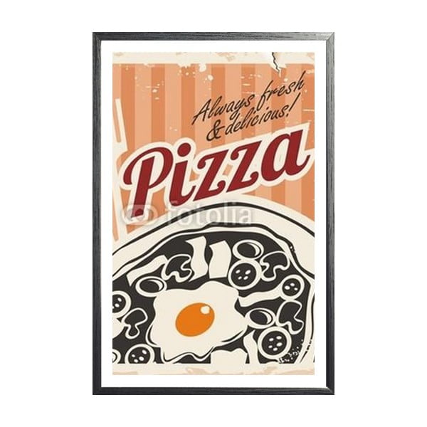 Zarámovaný plakát Vintage Pizza, černý rám