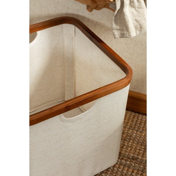 Kreem kangast hoiukast 30x30x30 cm Bamboo/Linen Cube - Bigso-image-4